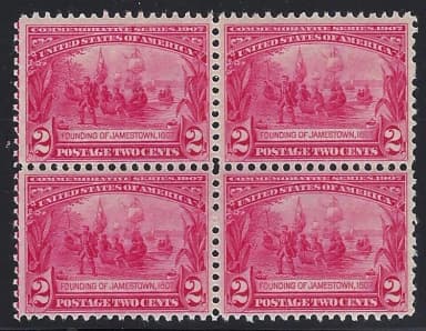 Founding of Jamestown Mint, Block of 4