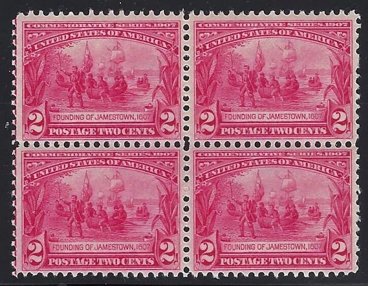 Founding of Jamestown Mint, Block of 4