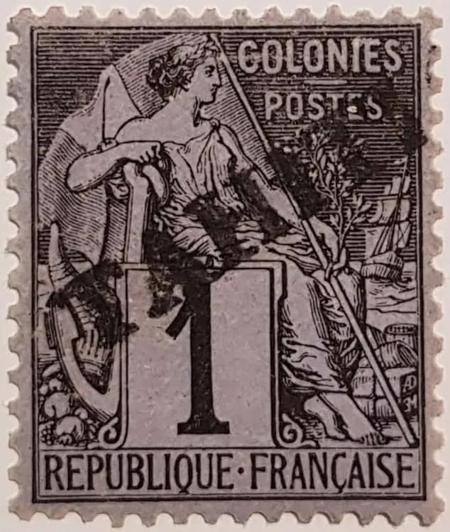 TAHITI overprint 1c Black